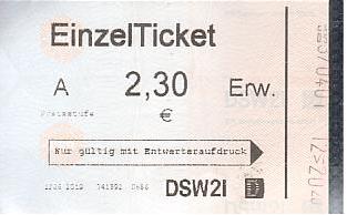 Communication of the city: Dortmund (Niemcy) - ticket abverse