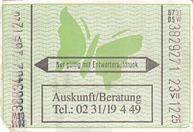 Communication of the city: Dortmund (Niemcy) - ticket reverse
