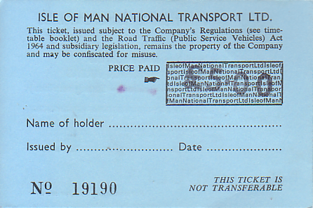 Communication of the city: Douglas (<i>Wyspa Man</i>) - ticket abverse. bilet tylko dla mężczyzn!