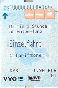 Communication of the city: Dresden (Niemcy) - ticket abverse. 