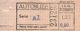 Communication of the city: Drobeta-Turnu Severin (Rumunia) - ticket abverse