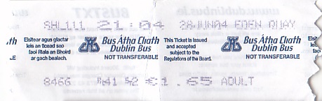 Communication of the city: Dublin (Irlandia) - ticket abverse. <IMG SRC=img_upload/_0wymiana2.png>