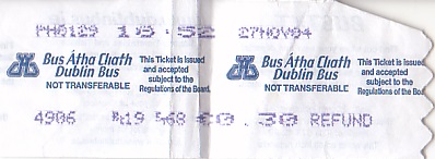 Communication of the city: Dublin (Irlandia) - ticket abverse