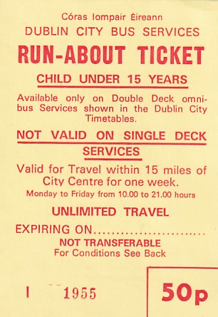 Communication of the city: Dublin (Irlandia) - ticket abverse