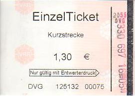 Communication of the city: Duisburg (Niemcy) - ticket abverse. 
