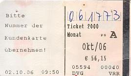 Communication of the city: Duisburg (Niemcy) - ticket abverse