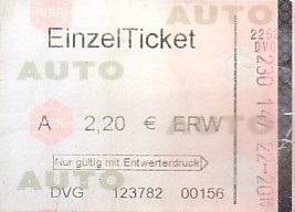 Communication of the city: Duisburg (Niemcy) - ticket abverse