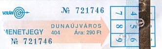 Communication of the city: Dunaújváros (Węgry) - ticket abverse