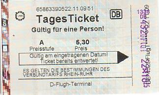 Communication of the city: Düsseldorf (Niemcy) - ticket abverse