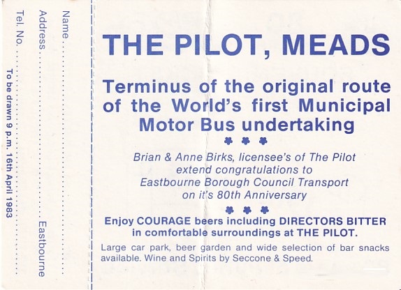 Communication of the city: Eastbourne (Wielka Brytania) - ticket reverse