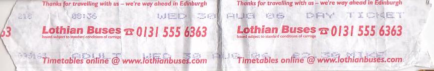 Communication of the city: Edinburgh (Wielka Brytania) - ticket abverse. 