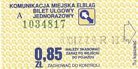 Communication of the city: Elbląg (Polska) - ticket abverse