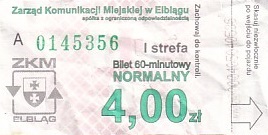 Communication of the city: Elbląg (Polska) - ticket abverse