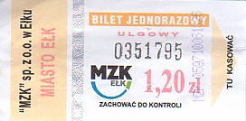 Communication of the city: Ełk (Polska) - ticket abverse. <IMG SRC=img_upload/_0wymiana2.png>