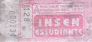 Communication of the city: Ensenada (Meksyk) - ticket abverse. 