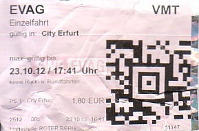 Communication of the city: Erfurt (Niemcy) - ticket abverse