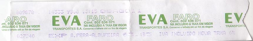 Communication of the city: Faro (Portugalia) - ticket abverse