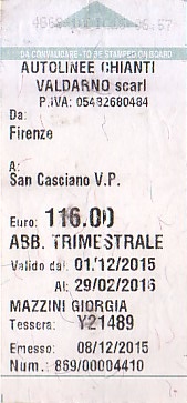 Communication of the city: Figline Valdarno (Włochy) - ticket abverse. 