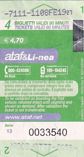 Communication of the city: Firenze (Włochy) - ticket abverse