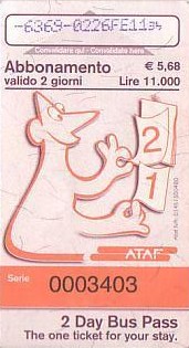 Communication of the city: Firenze (Włochy) - ticket abverse. 