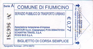 Communication of the city: Fiumicino (Włochy) - ticket abverse