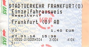 Communication of the city: Frankfurt {Oder} (Niemcy) - ticket abverse. 