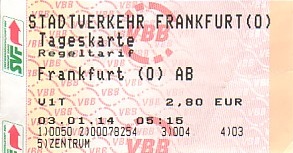 Communication of the city: Frankfurt {Oder} (Niemcy) - ticket abverse. 