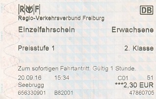 Communication of the city: Freiburg im Breisgau (Niemcy) - ticket abverse