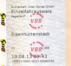 Communication of the city: Fürstenwalde {Spree} (Niemcy) - ticket abverse