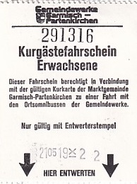 Communication of the city: Garmisch-Partenkirchen (Niemcy) - ticket abverse