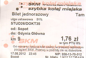 Communication of the city: Gdańsk (Polska) - ticket abverse. <!--śmieszne ceny-->