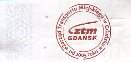 Communication of the city: Gdańsk (Polska) - ticket reverse