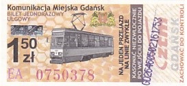 Communication of the city: Gdańsk (Polska) - ticket abverse. 