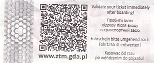 Communication of the city: Gdańsk (Polska) - ticket reverse