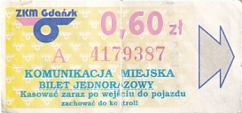 Communication of the city: Gdańsk (Polska) - ticket abverse.