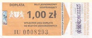 Communication of the city: Gdańsk (Polska) - ticket abverse. 