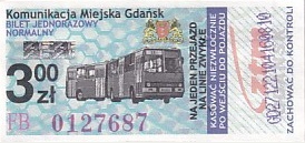 Communication of the city: Gdańsk (Polska) - ticket abverse. 