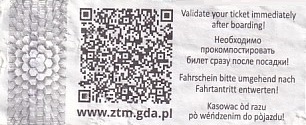 Communication of the city: Gdańsk (Polska) - ticket reverse