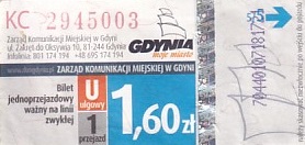 Communication of the city: Gdynia (Polska) - ticket abverse