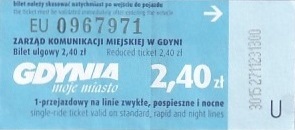 Communication of the city: Gdynia (Polska) - ticket abverse. 