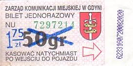 Communication of the city: Gdynia (Polska) - ticket abverse. <IMG SRC=img_upload/_przebitka.png alt="przebitka">