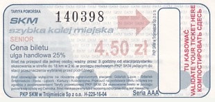 Communication of the city: Gdynia (Polska) - ticket abverse. 