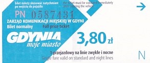 Communication of the city: Gdynia (Polska) - ticket abverse. 