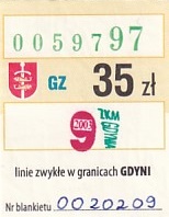 Communication of the city: Gdynia (Polska) - ticket abverse. 