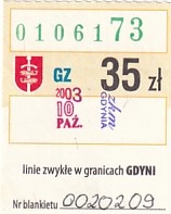 Communication of the city: Gdynia (Polska) - ticket abverse. 