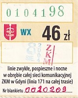 Communication of the city: Gdynia (Polska) - ticket abverse. <IMG SRC=img_upload/_0blad.png alt="błąd"> krzywo nadrukowany herb