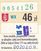 Communication of the city: Gdynia (Polska) - ticket abverse. 