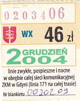 Communication of the city: Gdynia (Polska) - ticket abverse. 