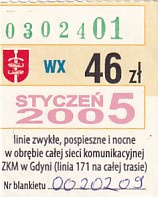 Communication of the city: Gdynia (Polska) - ticket abverse. 