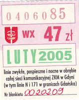 Communication of the city: Gdynia (Polska) - ticket abverse. 